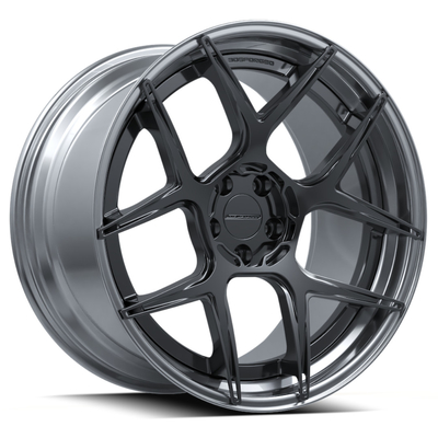Nói hình chữ Y Bánh xe rèn 2 mảnh UF / 2-151 Vành đen bóng 20 inch