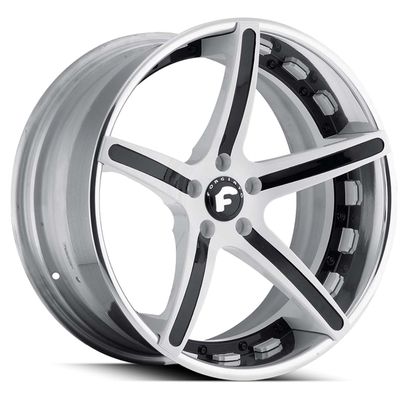 5 Lugs Gloss Black Rims with Chrome Lip 20 inch Monoblock